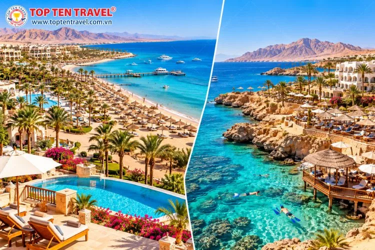 Hurghada và Sharm El Sheikh nổi tiếng với những khu nghỉ dưỡng ven Biển Đỏ