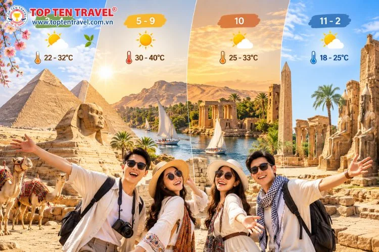 Đặc điểm thời tiết Ai Cập tùy theo từng thời điểm