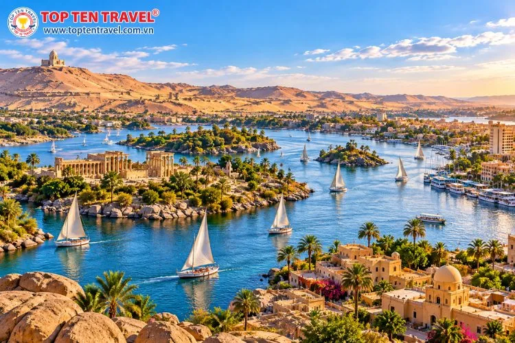 Toàn cảnh thành phố Aswan thơ mộng bên dòng sông Nile